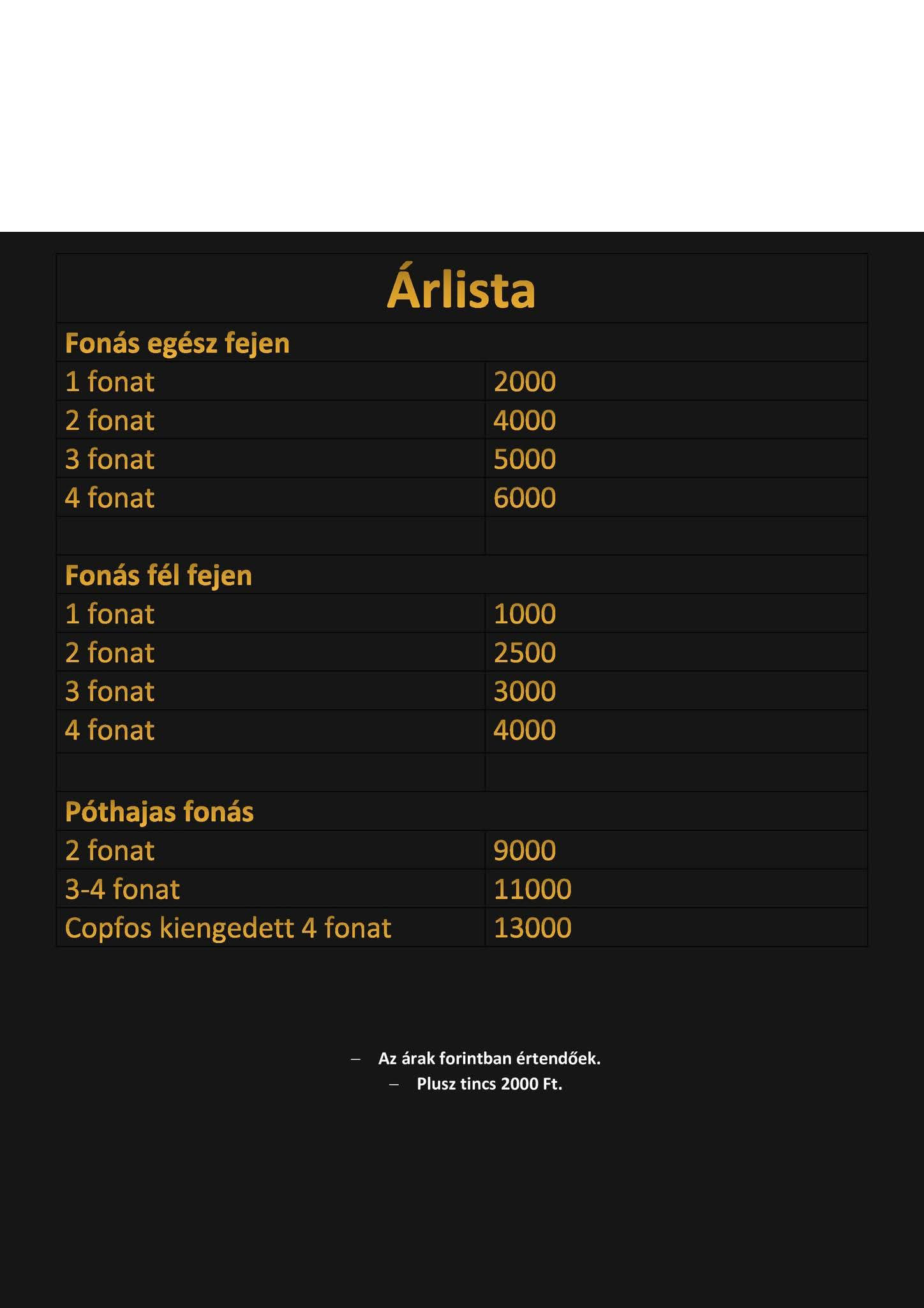 Árlista kép