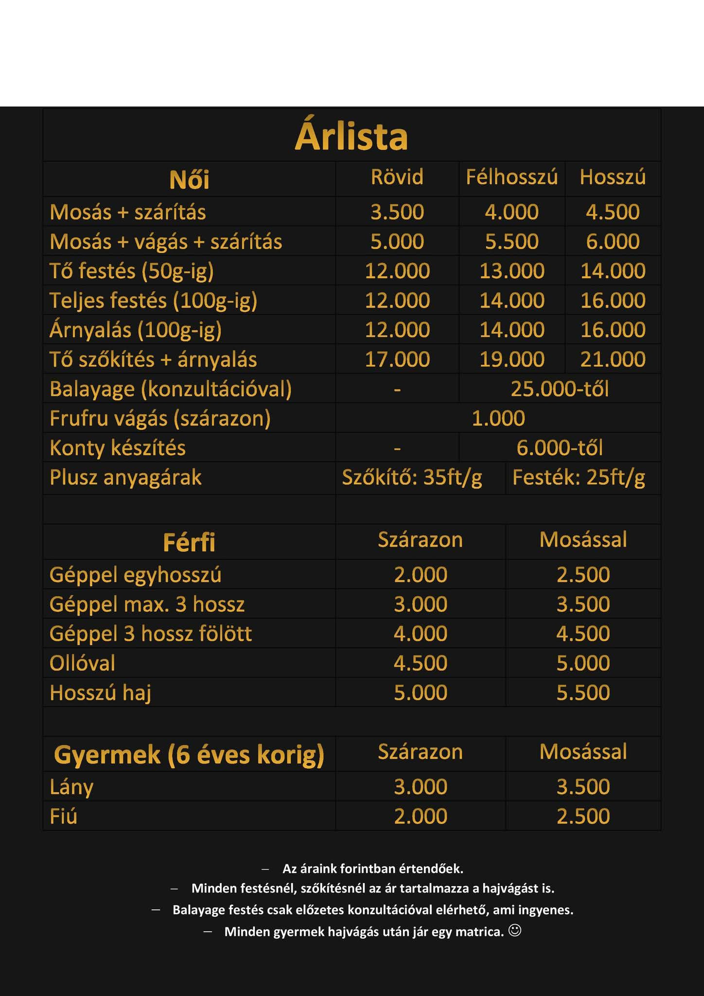 Árlista kép